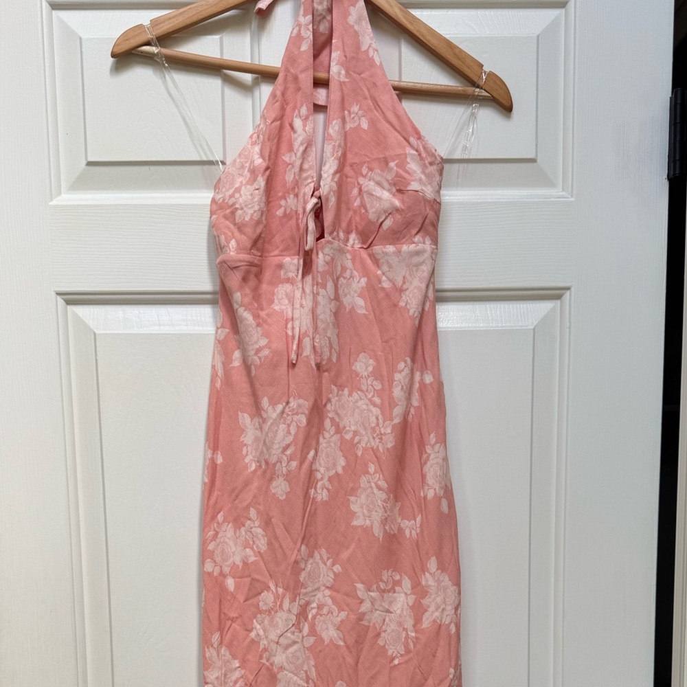 Wild Fable melon color halter  Floral Maxi Dress XS - Picture 2 of 11